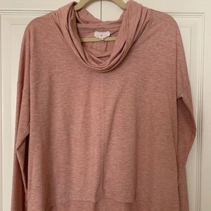 LOFT / Lou Grey Slouch Neck Pink Hoodie